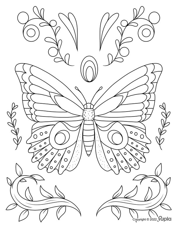 Papillon Avec Ornements coloring page for children