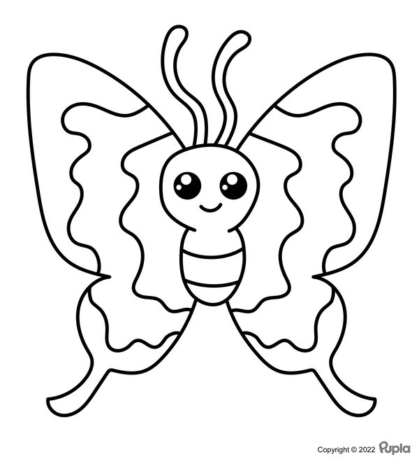 Papillon Facile Et Mignon coloring page for children