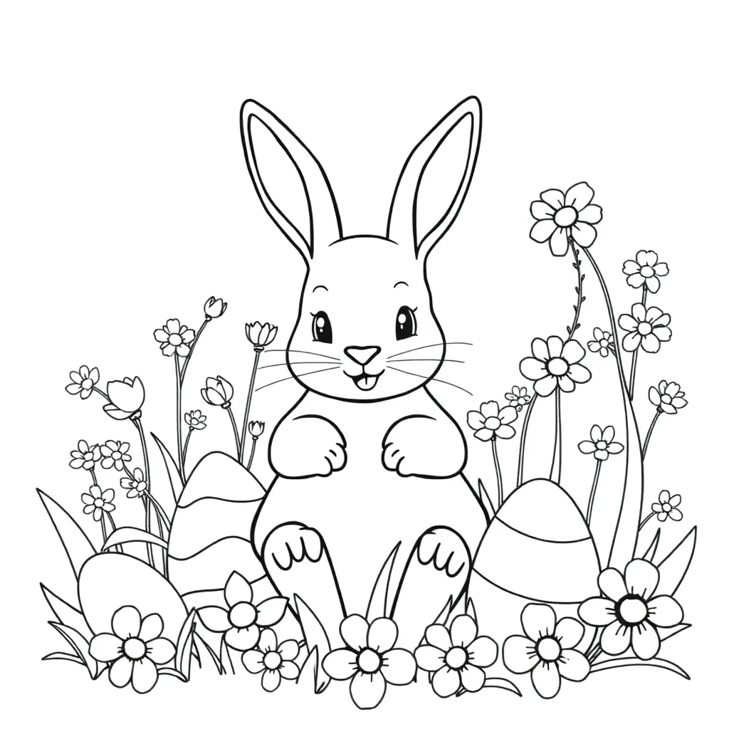 Pasen Lente Eieren Konijn Voorjaar coloring page for children