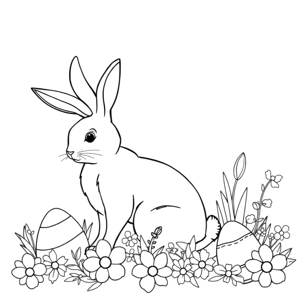 Pasen Lente Eieren Konijn Voorjaar coloring page for children