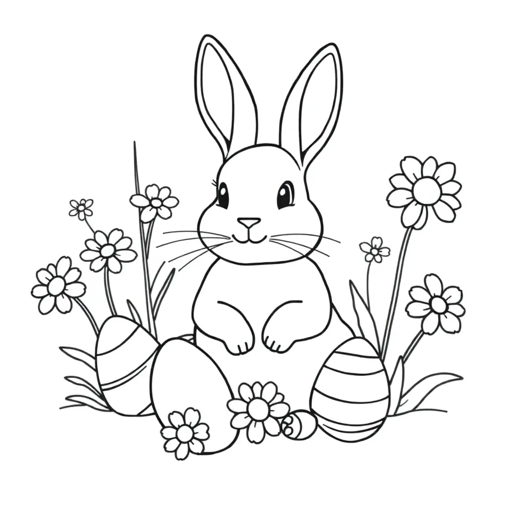 Pasen Lente Eieren Konijn Voorjaar coloring page for children