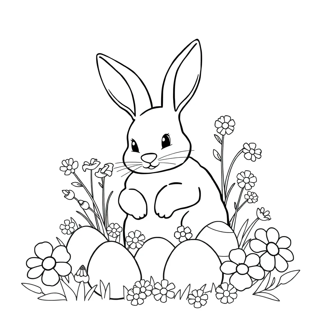 Pasen Lente Eieren Konijn Voorjaar coloring page for children