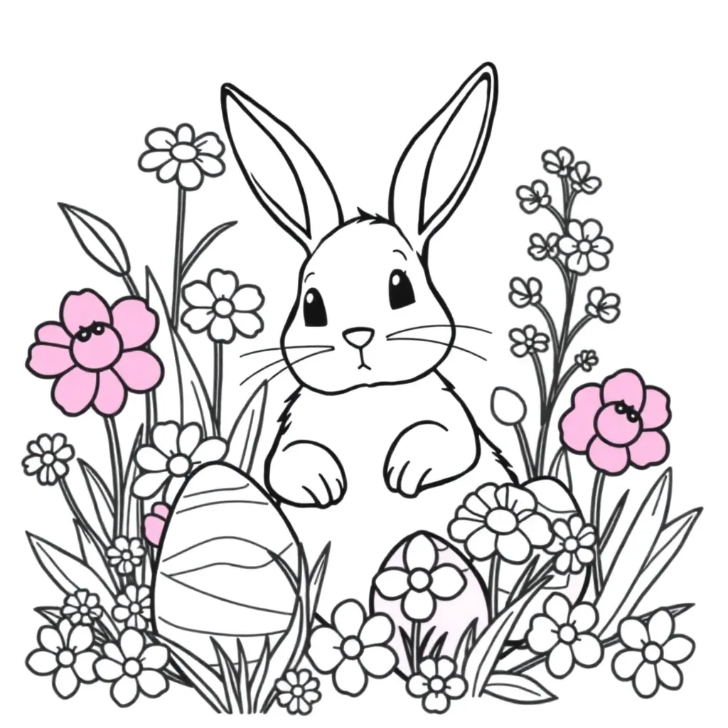 Pasen Lente Eieren Konijn Voorjaar coloring page for children