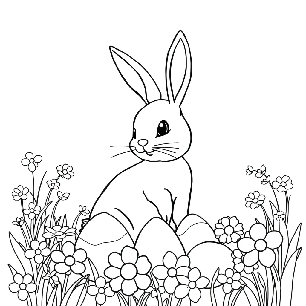 Pasen Lente Eieren Konijn Voorjaar coloring page for children