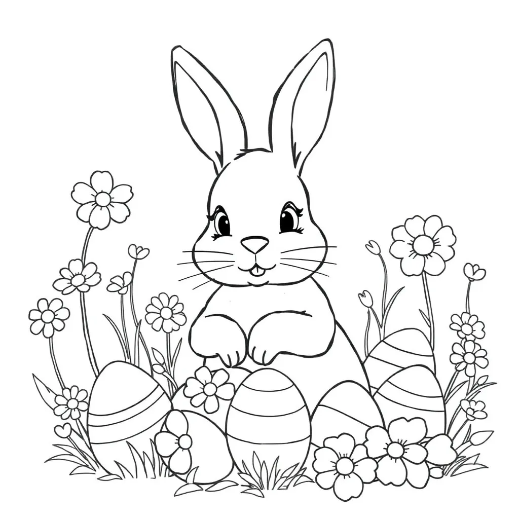Pasen Lente Eieren Kuikens Voorjaar coloring page for children