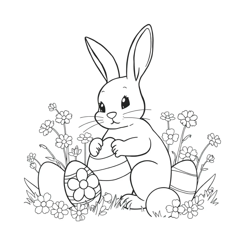 Pasen Lente Eieren Kuikens Voorjaar coloring page for children