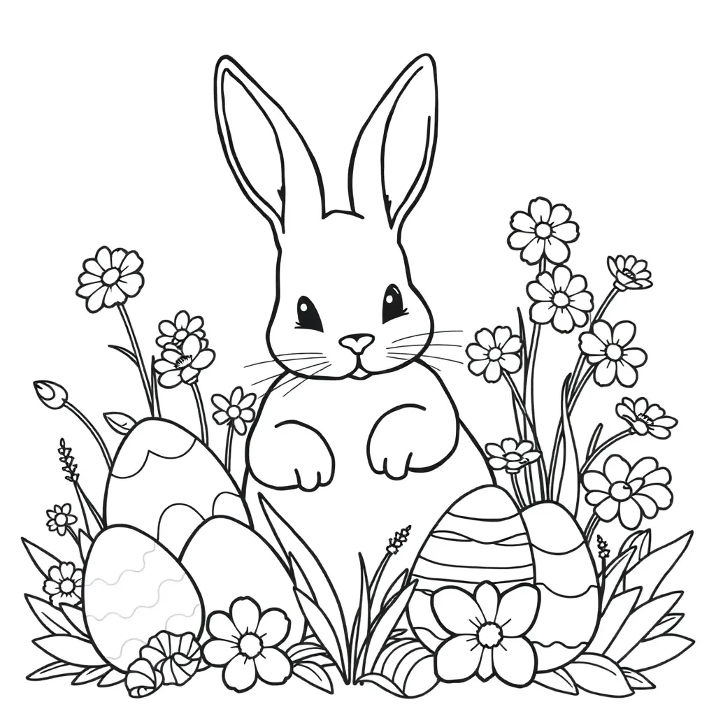 Pasen Lente Eieren Kuikens Voorjaar coloring page for children