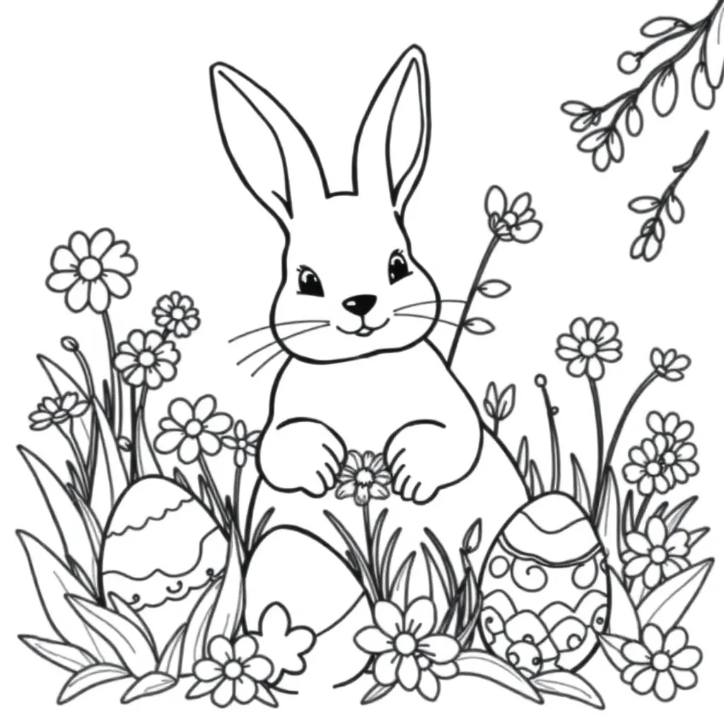 Pasen Lente Eieren Kuikens Voorjaar coloring page for children
