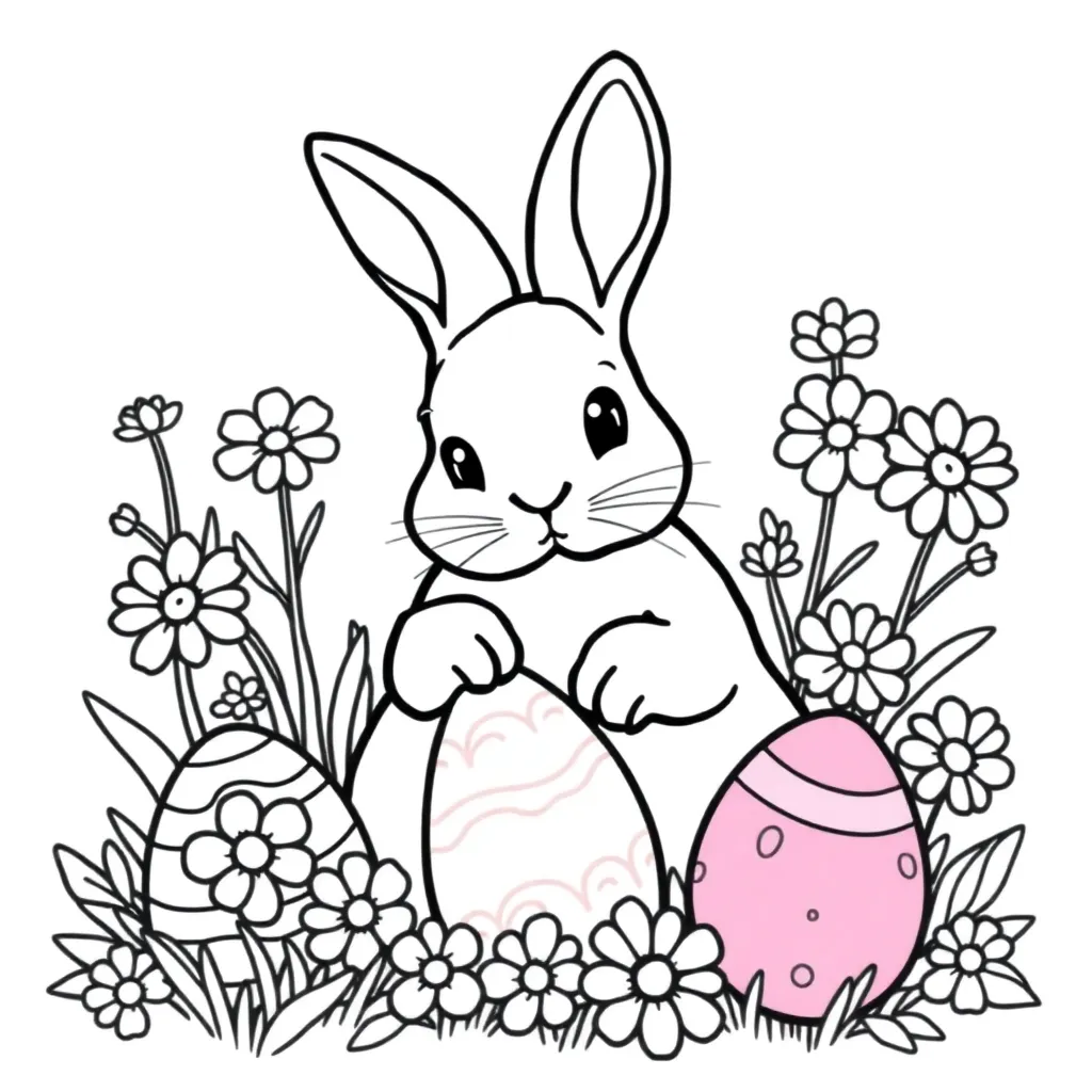 Pasen Lente Eieren Kuikens Voorjaar coloring page for children