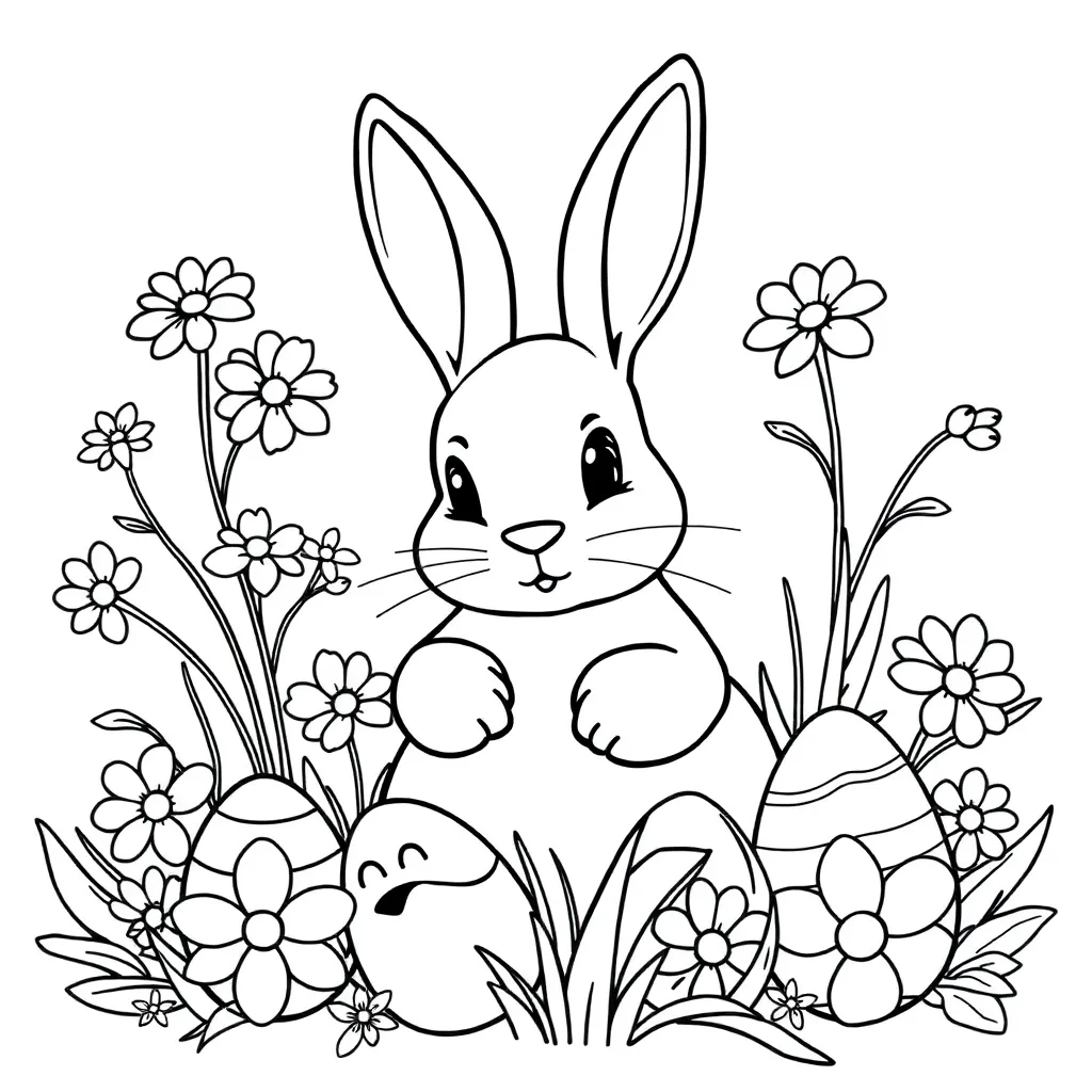 Pasen Lente Eieren Kuikens Voorjaar coloring page for children