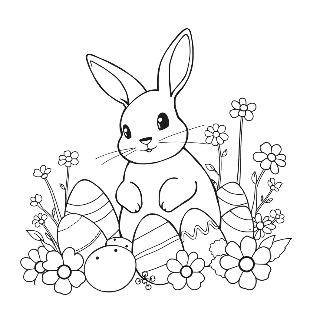 Pasen Lente Eieren Kuikens Voorjaar coloring page for children