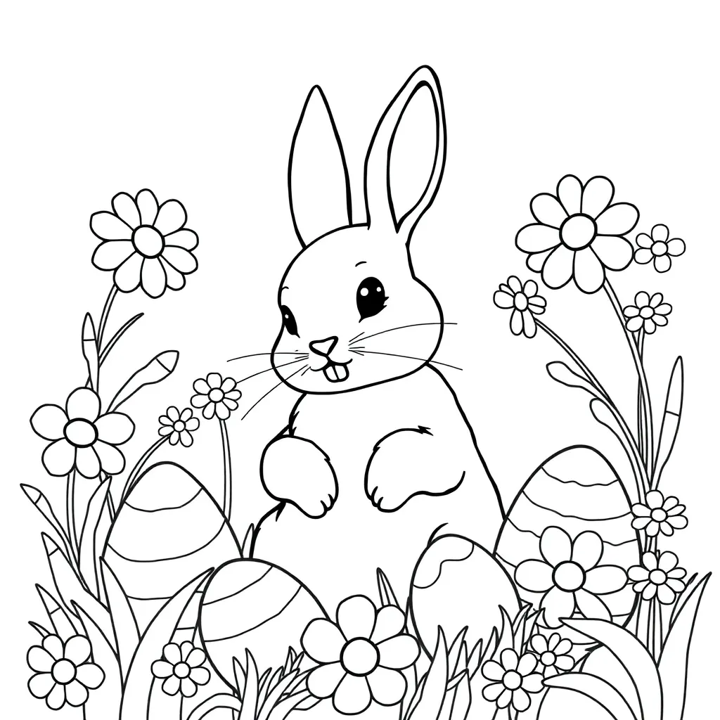Pasen Lente Eieren Kuikens Voorjaar coloring page for children
