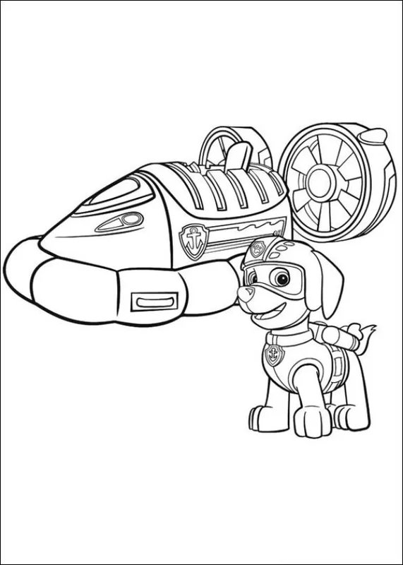 PAW Patrol Zuma & Hovercraft coloring page for children