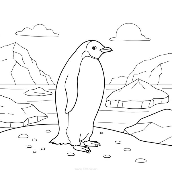 Penguin On The South Pole coloring page for children