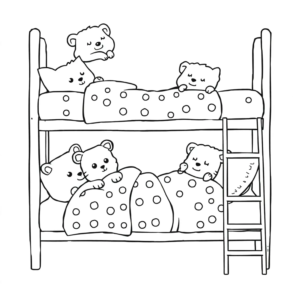 Plantilla de Coloreado Gratis de Peppa Pig Habitación de Cama Superpuesta Animales Colorido