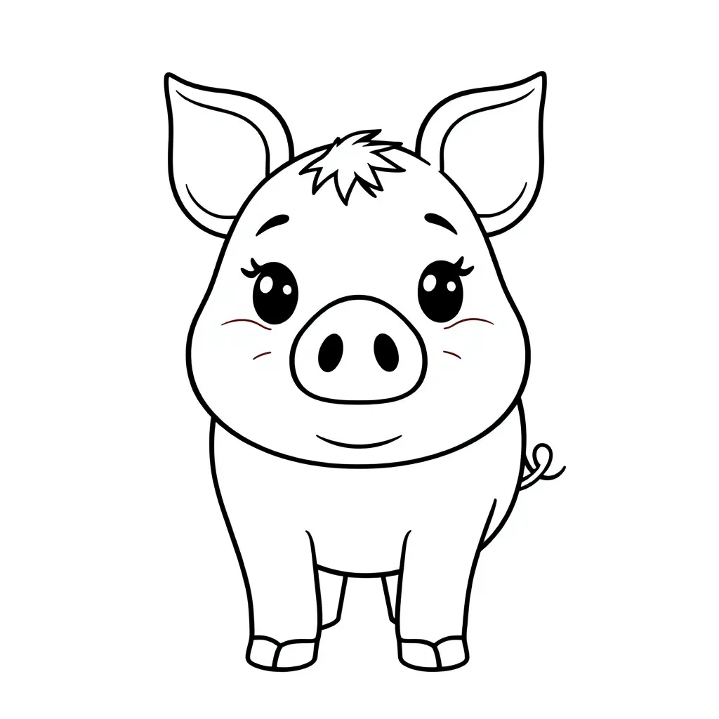 Plantilla de Coloreado Gratis de Peppa Pig Dibujo de Animación Infantil Alegre Plantilla de Coloreado