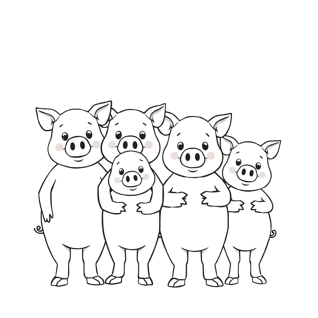 Peppa Varken Familie Cartoon Kindvriendelijk coloring page for children