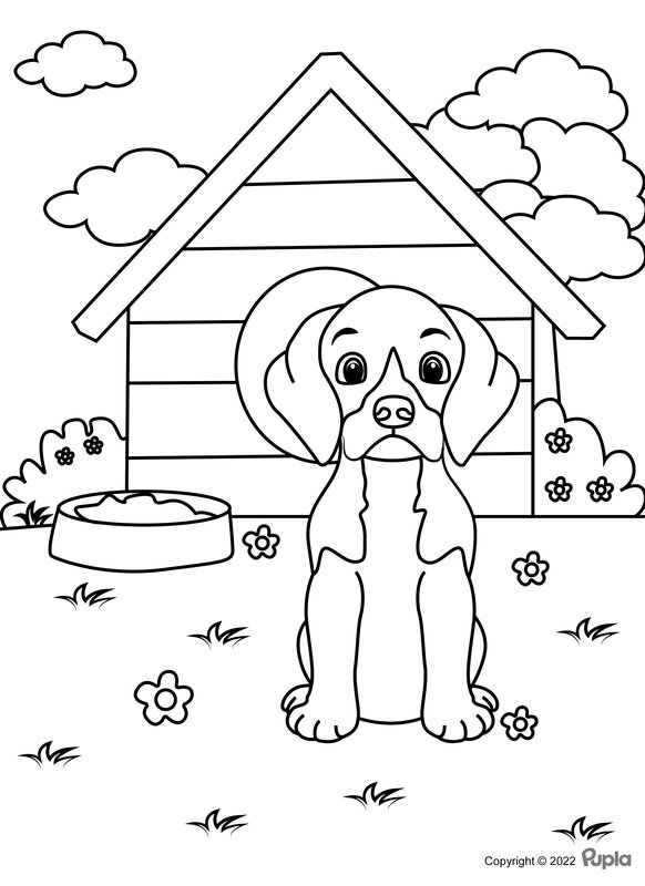 Perro Frente A Caseta coloring page for children
