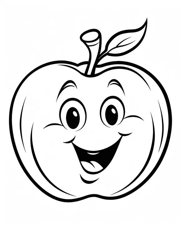 Personnage de la Pomme Heureuse coloring page for children