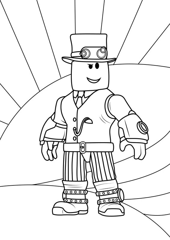 Personnage Roblox avec chapeau coloring page for children