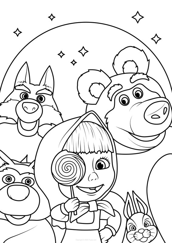 Personnages de Masha et l'ours coloring page for children