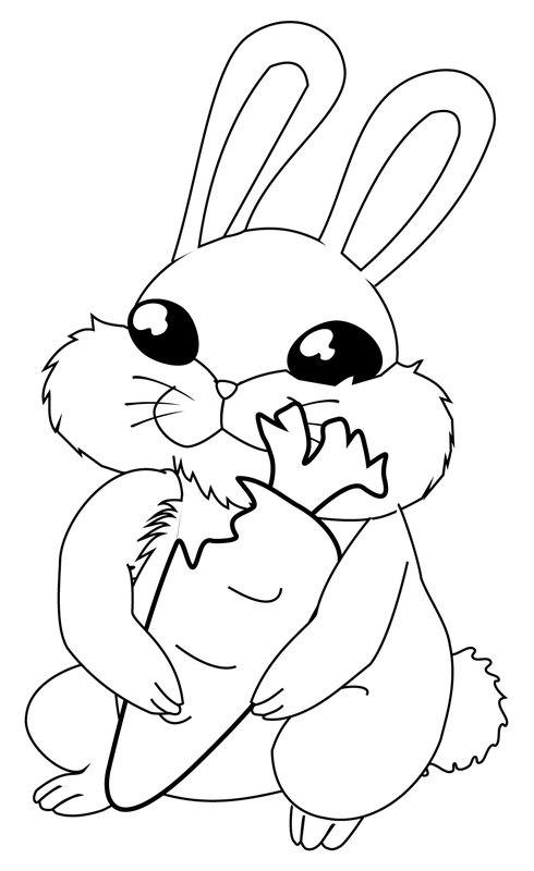 Petit Lapin Tenant Une Carotte coloring page for children