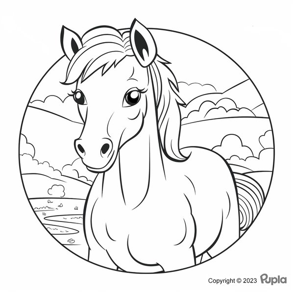 Pferd Im Kreis coloring page for children
