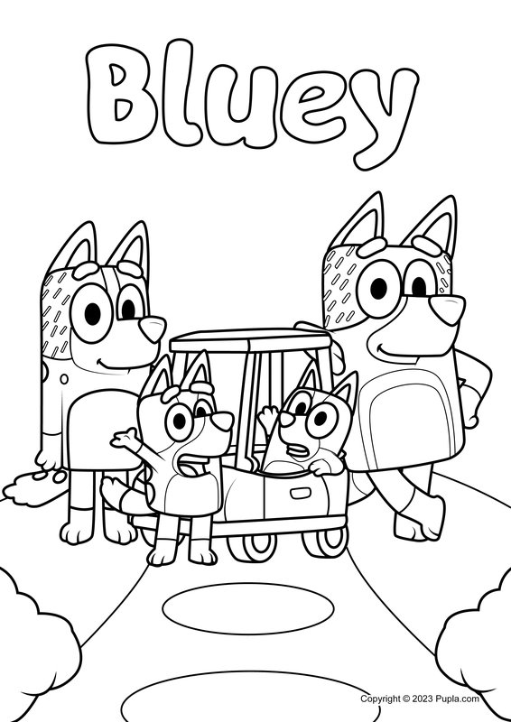 Photo de famille Bluey coloring page for children
