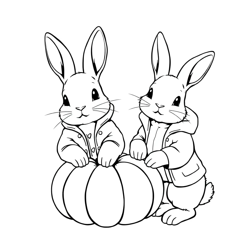 Pieter Konijn Herfst Schattig Pompoenen Kinderen coloring page for children