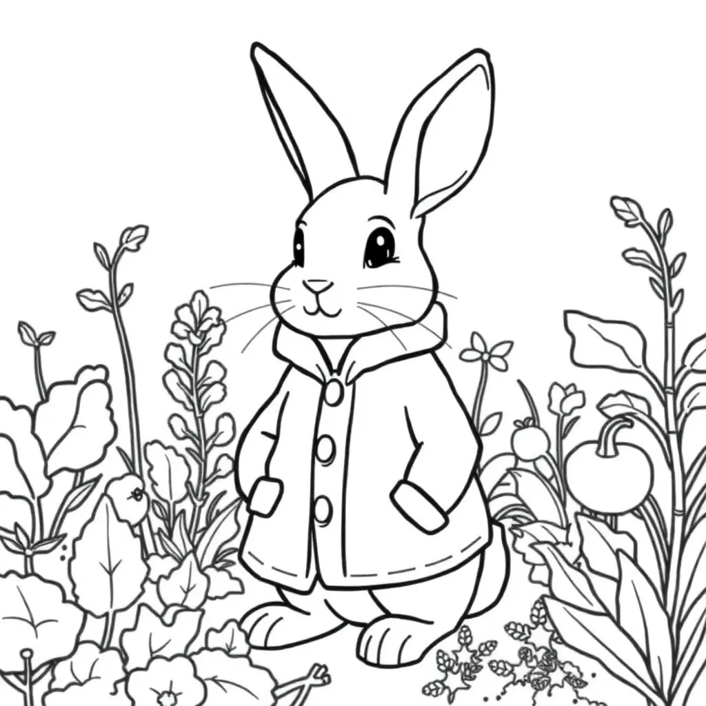 Pieter Konijn Tuinkleurplaat Kinderen Verhaal Gedetailleerd coloring page for children