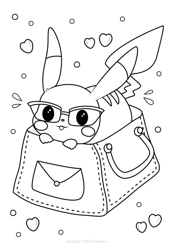 Pikachu Con Gafas coloring page for children