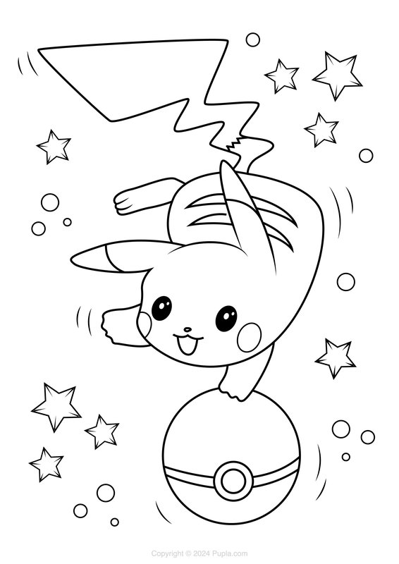 Pikachu dansen coloring page for children