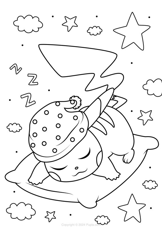 Pikachu Durmiendo coloring page for children