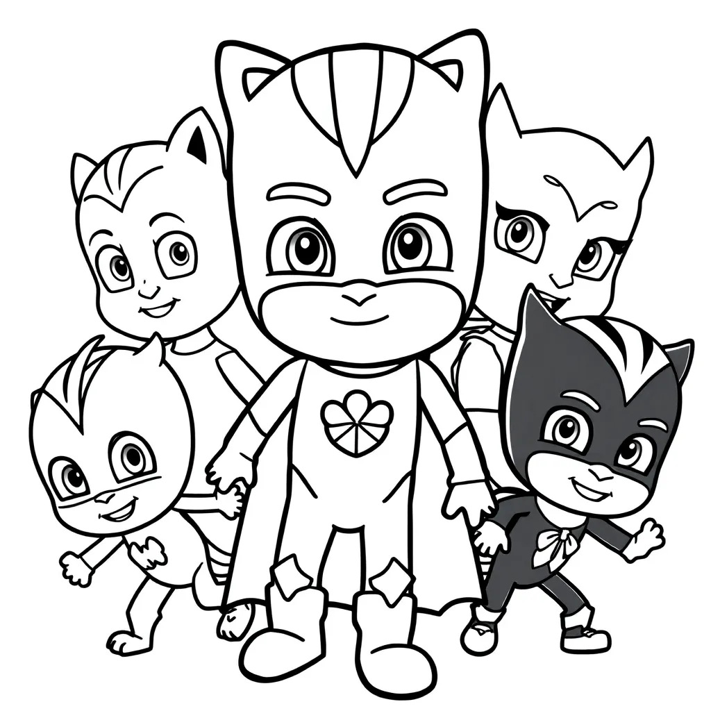 Pj Masks Superheld Cartoon Avontuur Kindervriend coloring page for children