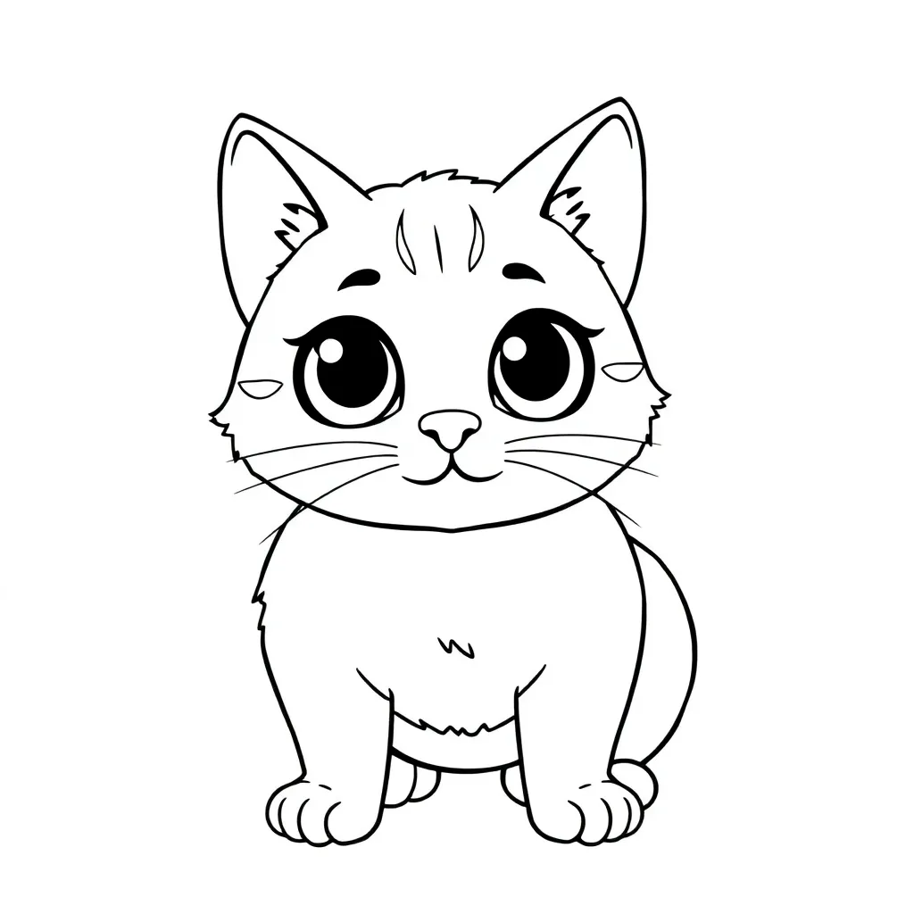 Poes Kat Huisdier Schattig Tekenen coloring page for children