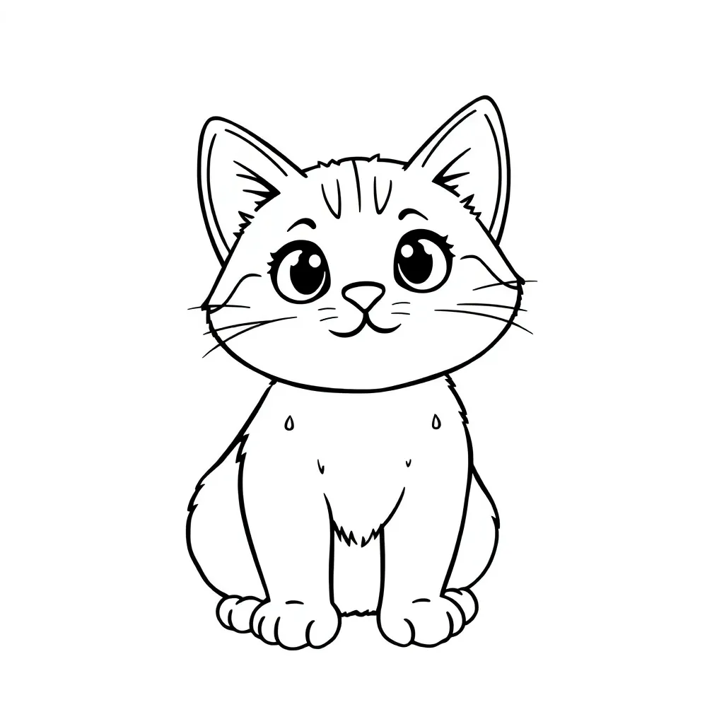 Poes Kat Huisdier Schattig Tekenen coloring page for children