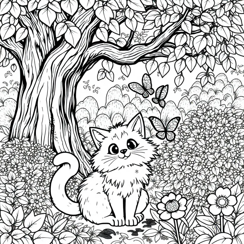 poes kleurplaat voor kinderen