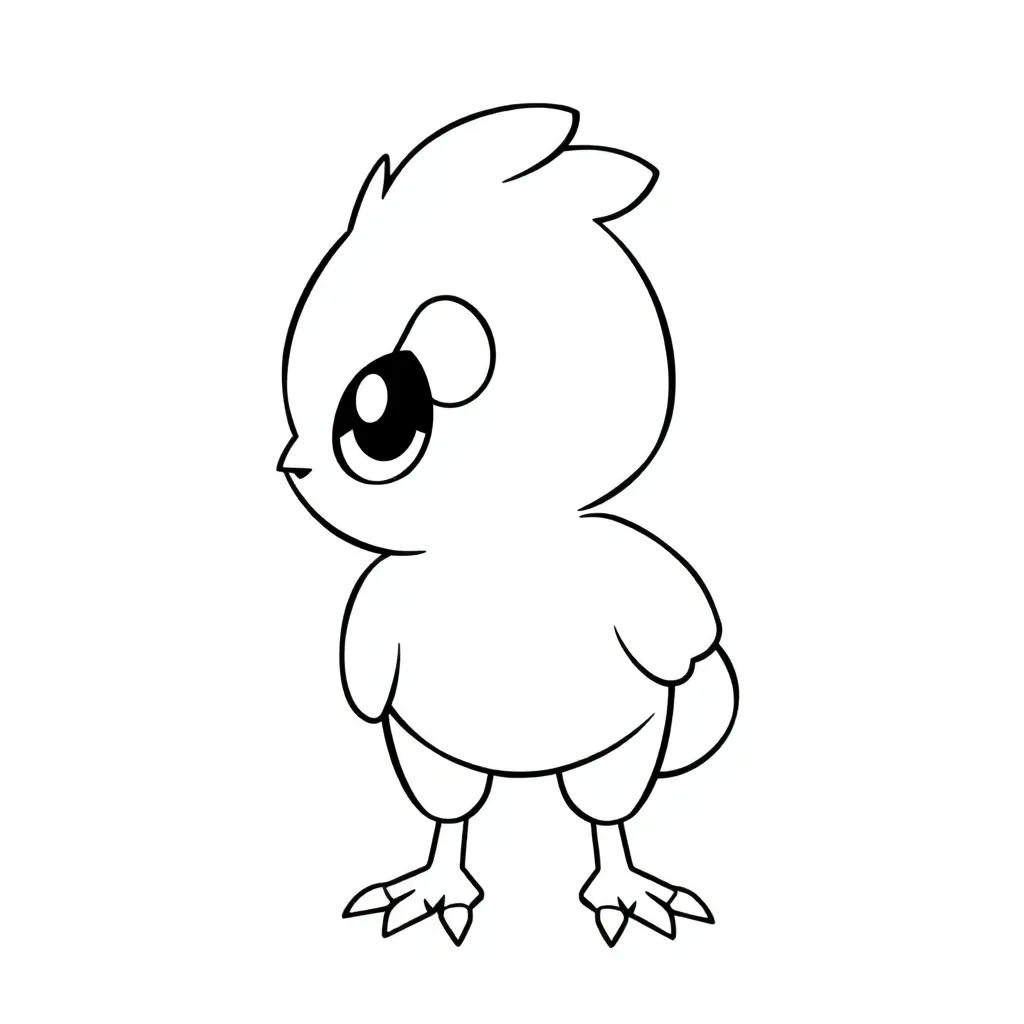 Plantilla de colorear gratis Pokémon Torchic Dibujo infantil Aventura Adorable Colorear