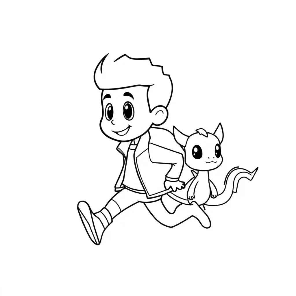 Plantilla de Coloreado Gratis Entrenador Pokémon Aventura Eléctrica Niños Plantilla de Coloreado