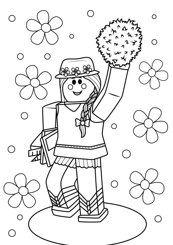 Pom Poms Roblox Fille coloring page for children