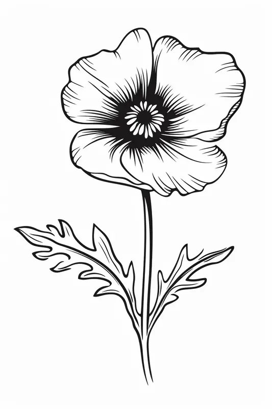 Poppy Flower coloring page for children
