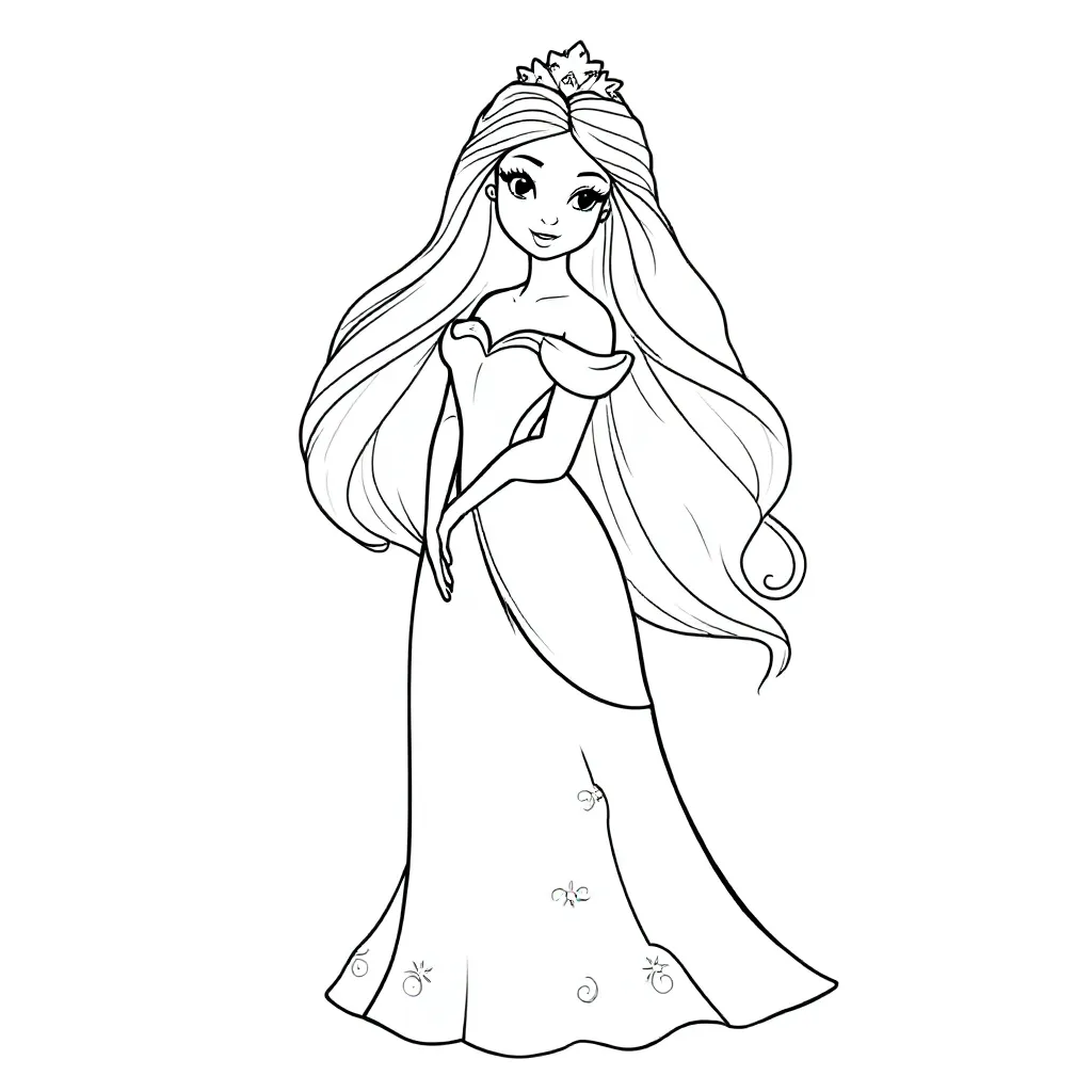 Prachtige Prinses Met Lang Haar coloring page for children