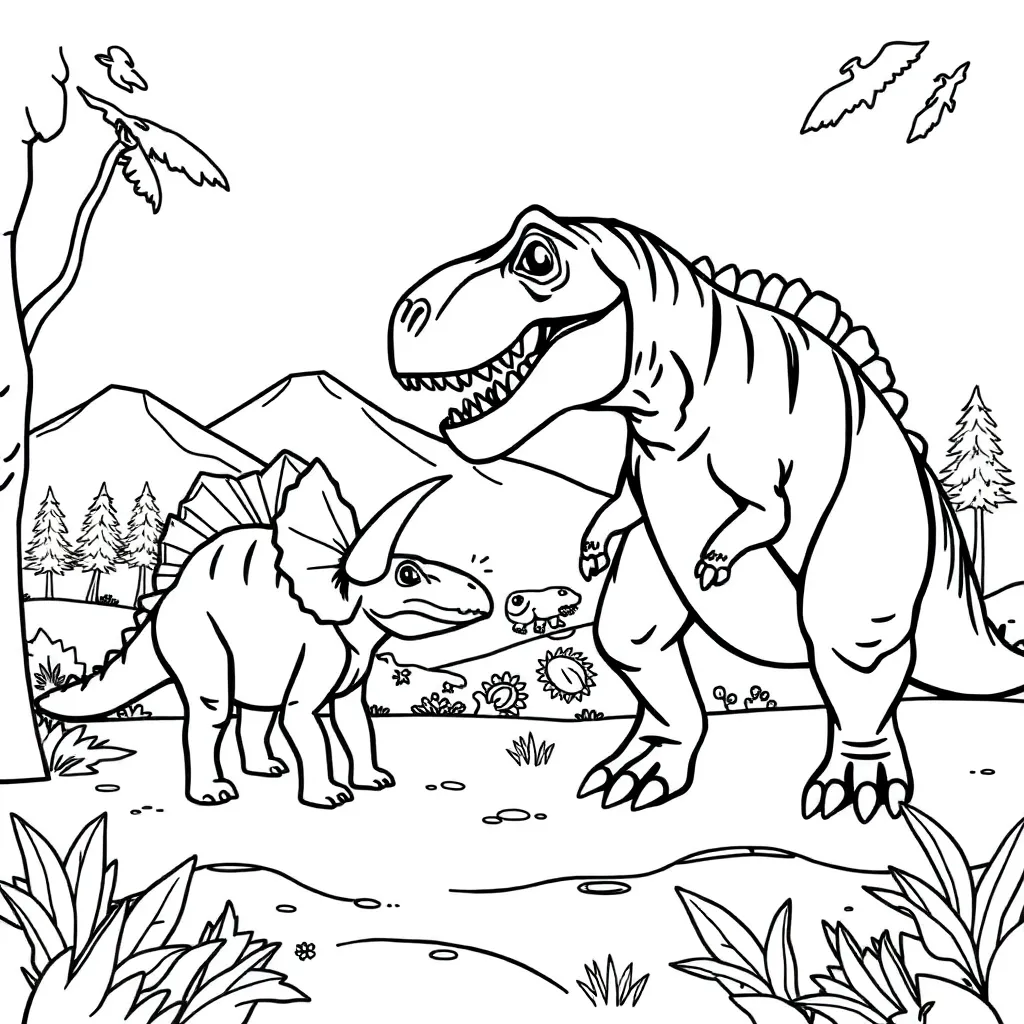 Prehistorie Dinosaurus Triceratops Avontuurlijk Educatief coloring page for children