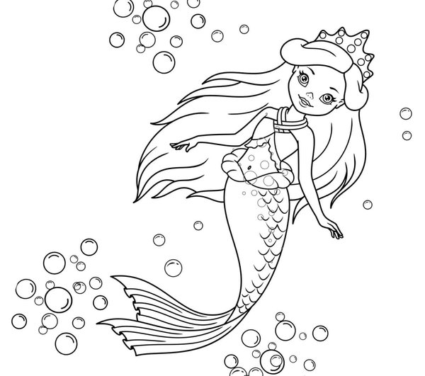 Princesa Sirena Con Corona coloring page for children