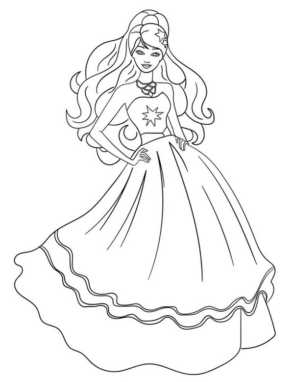 Princess Barbie coloring page for children