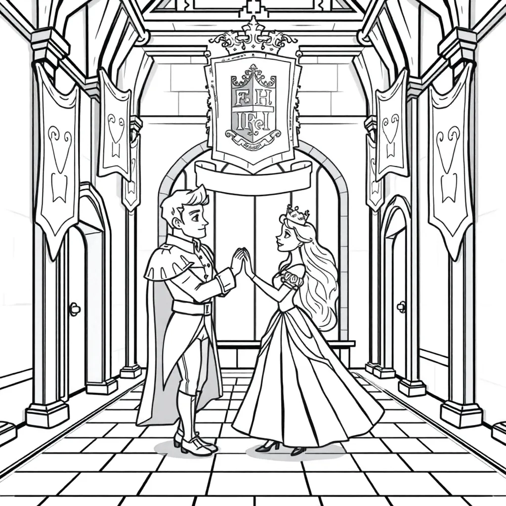 Prinses Dans Kasteel Middeleeuwen Sprookje coloring page for children