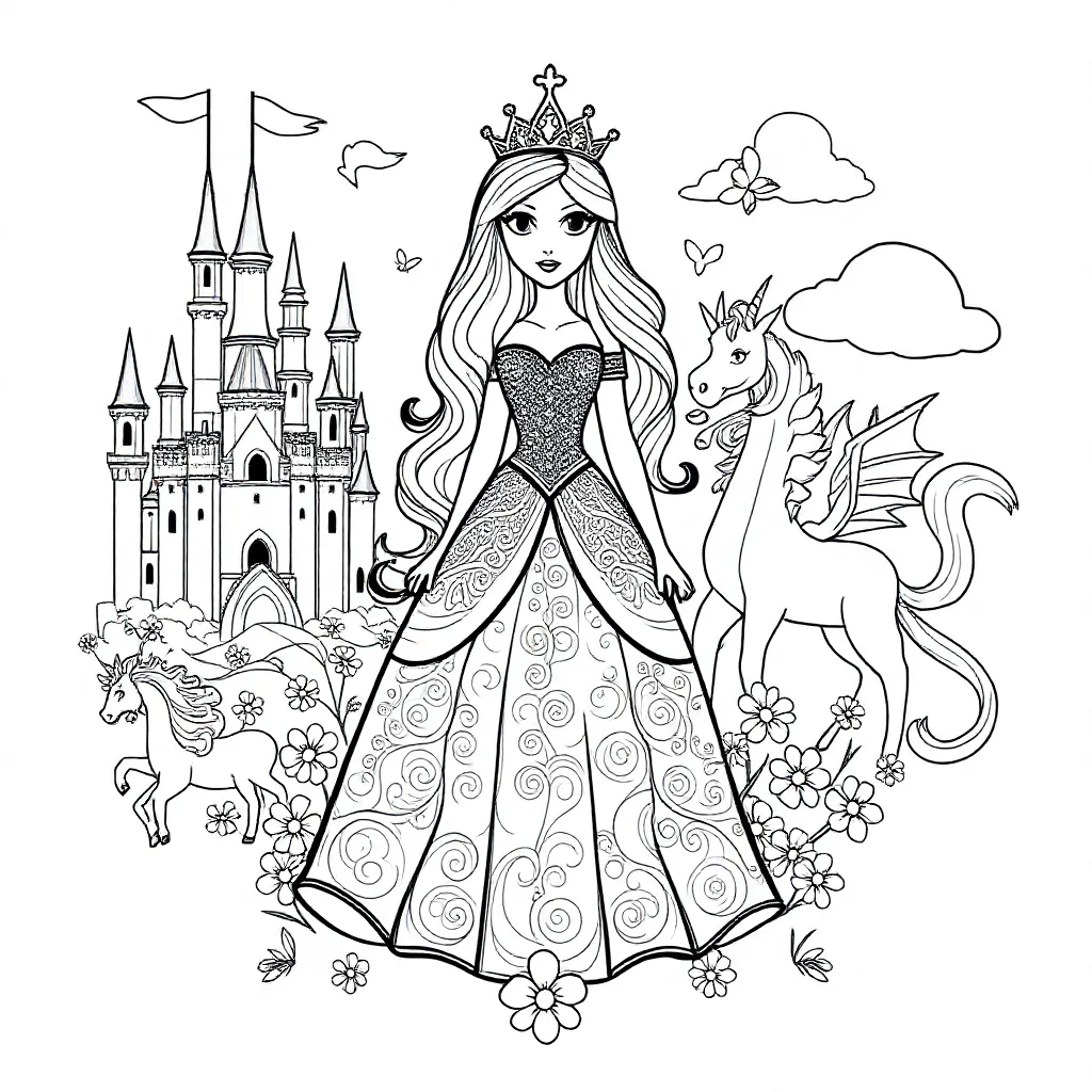 Prinses coloring page for children