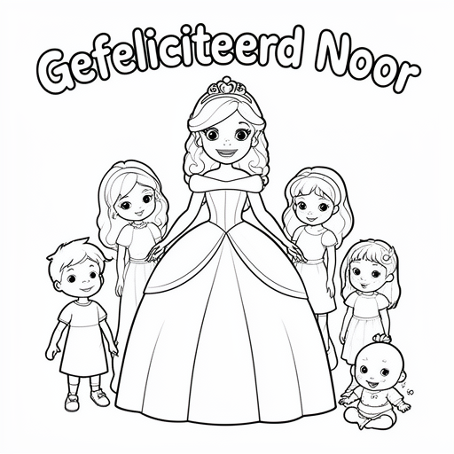 Prinses met 3 meisjes en 1 jonge en 1 babymeisje
