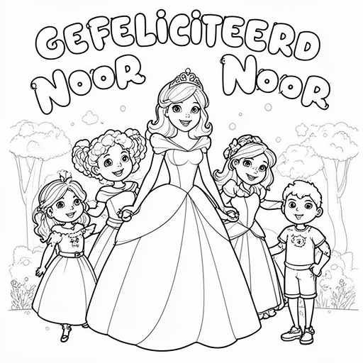 Prinses met 3 meisjes en een jongetje