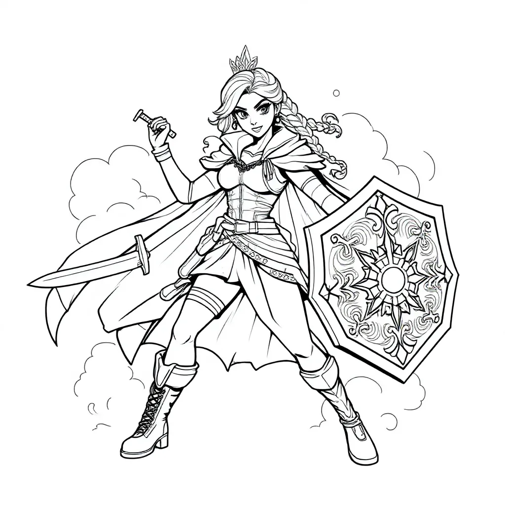 Prinses Moderne Tijd Stoer Hedendaags In Gevecht coloring page for children